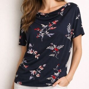 NWT Ann Taylor Floral Drape Cowl Neck Blouse Size S